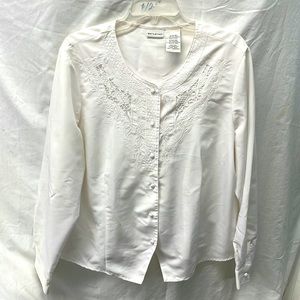 Vintage White stage button down blouse ladies sz 16/18